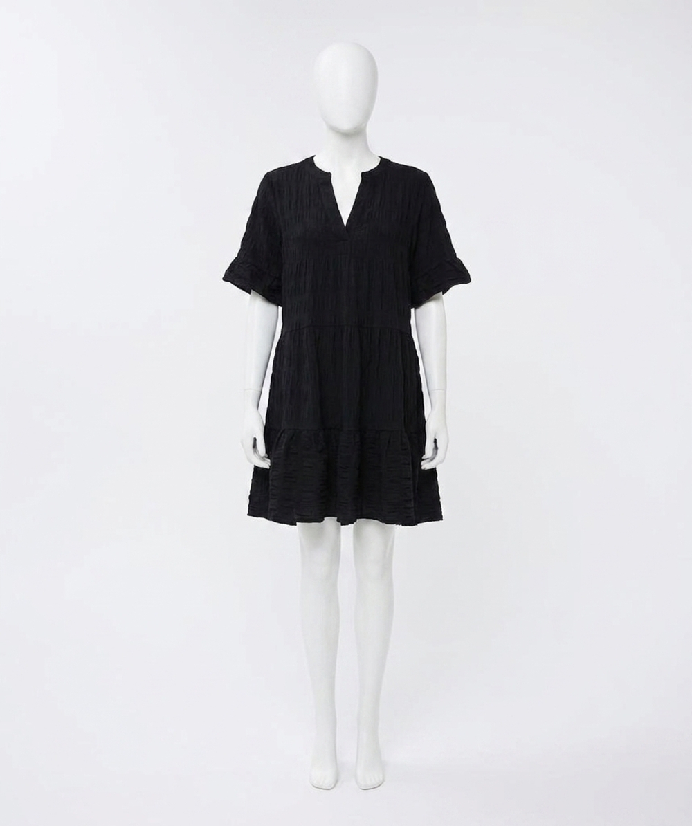 NEW ESQUALO dagny seersucker dress in black